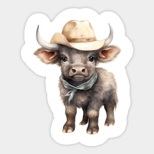 African Cape Buffalo Wearing a Cowboy Hat Sticker